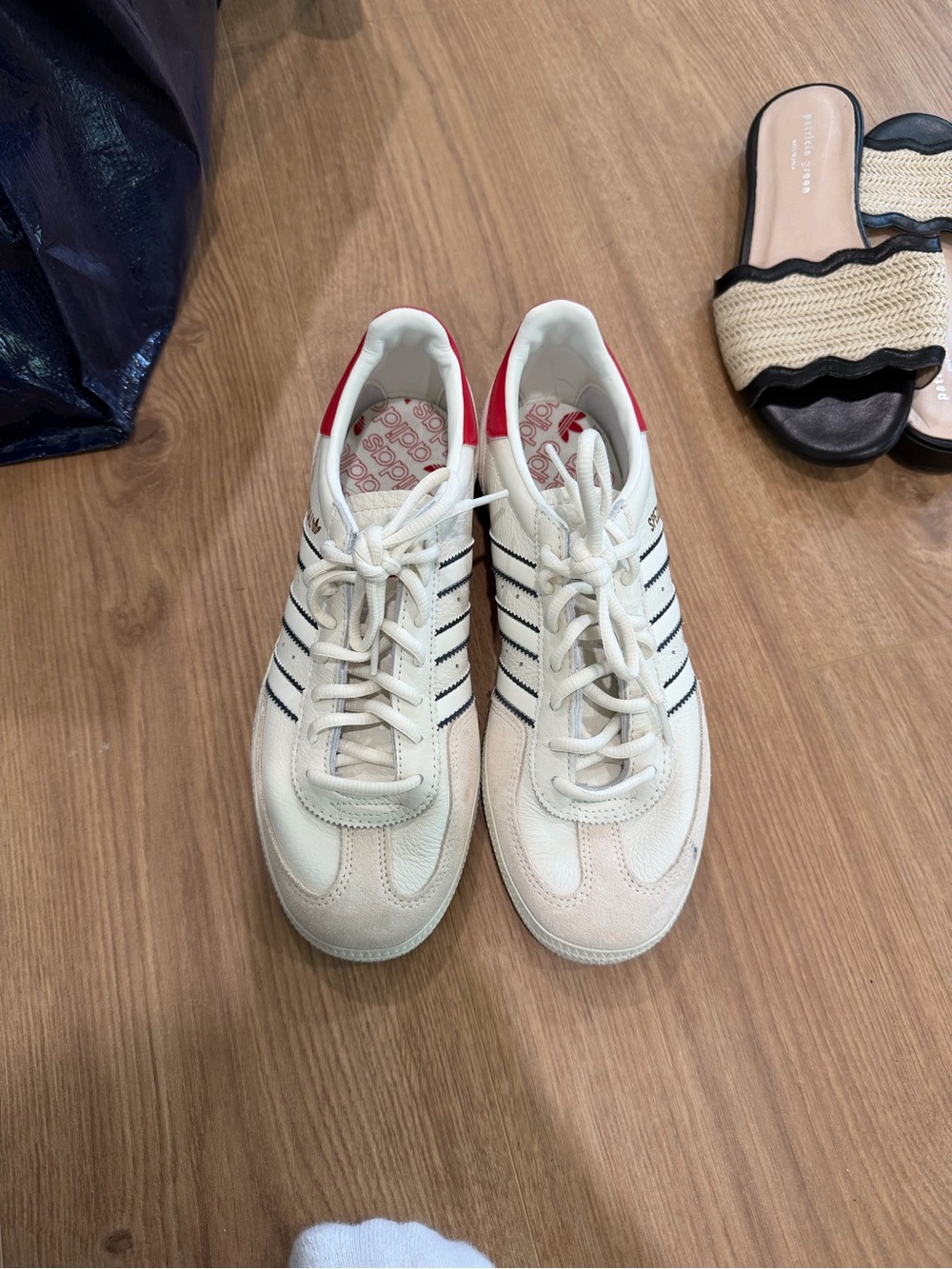 adidas Women's White with Navy Stripe Sneakers